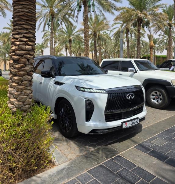 للبيع انفينيتي QX80 اوتغرافيك موديل 2026 فل اوبشن خليجي تحت ضمان الرستماني 